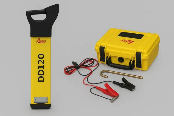 Leica DD120 kabelių ieškiklis su lagaminu ir priedais – profesionalus įrankis požeminių tinklų aptikimui