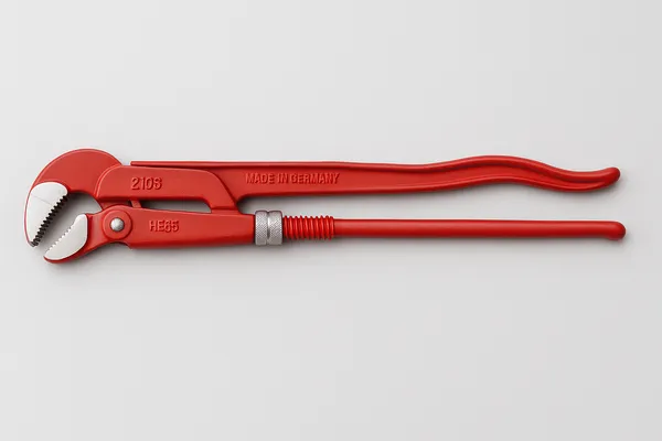 52 cm ilgio santechninės replės su neslystančiomis rankenomis, fonas baltas