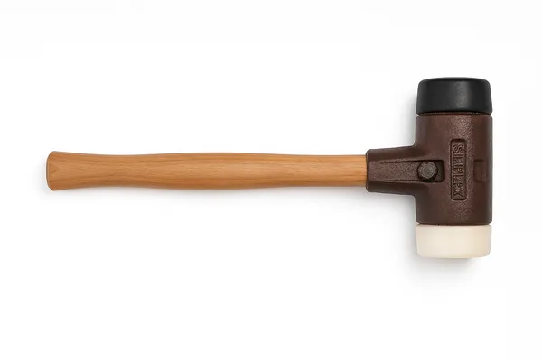 Simplex 80 plaktukas su dviem juodos gumos galvutėmis – profesionalus įrankis su medine rankena