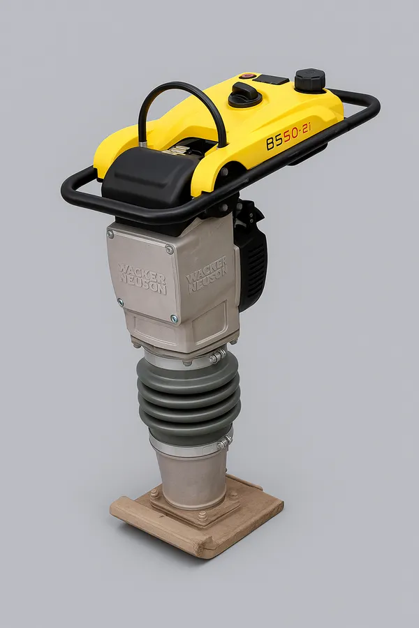 Wacker Neuson BS60‑2 PLUS vibroplūktuvas – dvitaktis modelis su 280 mm padelio plokšte ir stabilia konstrukcija.